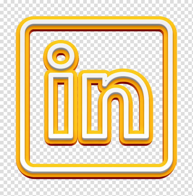 linked in icon linkedin icon logo icon, Social Icon, Social Network Icon, Line, Text, Yellow, Rectangle, Symbol transparent background PNG clipart