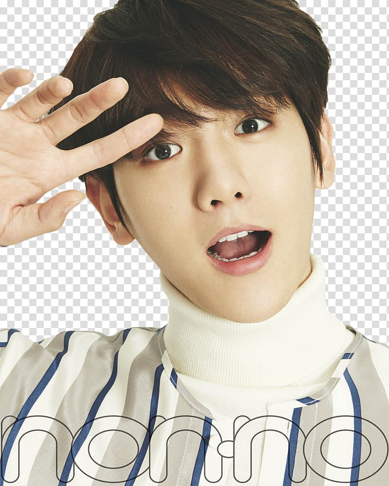 Baekhyun EXO S, man putting fingers on forehead transparent background PNG clipart