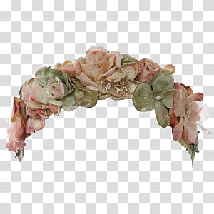 Flower Crowns, green and pink flowers headdress art transparent background PNG clipart