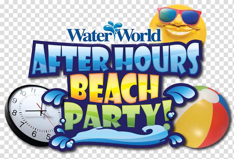 Beach Party, Water World, Denver, Logo, Recreation, Water Park, Colorado, Text transparent background PNG clipart
