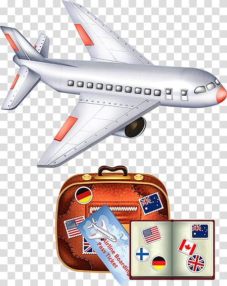 Travel Ticket, Airplane, Flight, Air Travel, Aircraft, Baggage, Airline Ticket, Suitcase transparent background PNG clipart
