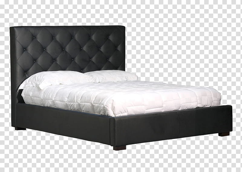 tufted black leather bed transparent background PNG clipart