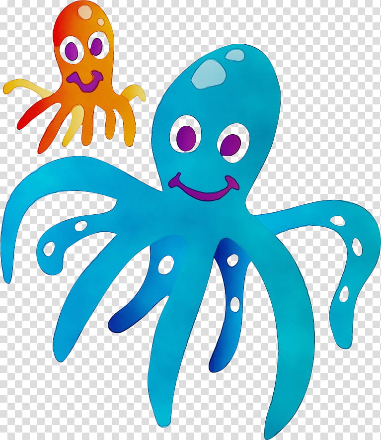 octopus giant pacific octopus turquoise animal figure octopus, Watercolor, Paint, Wet Ink, Marine Invertebrates transparent background PNG clipart