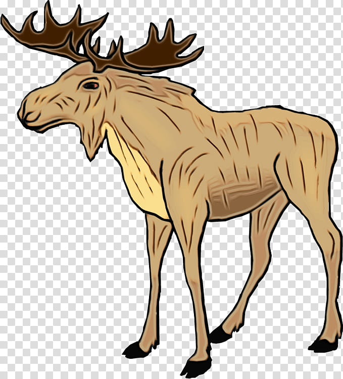 Reindeer, Watercolor, Paint, Wet Ink, Moose, Wildlife, Animal Figure, Elk transparent background PNG clipart