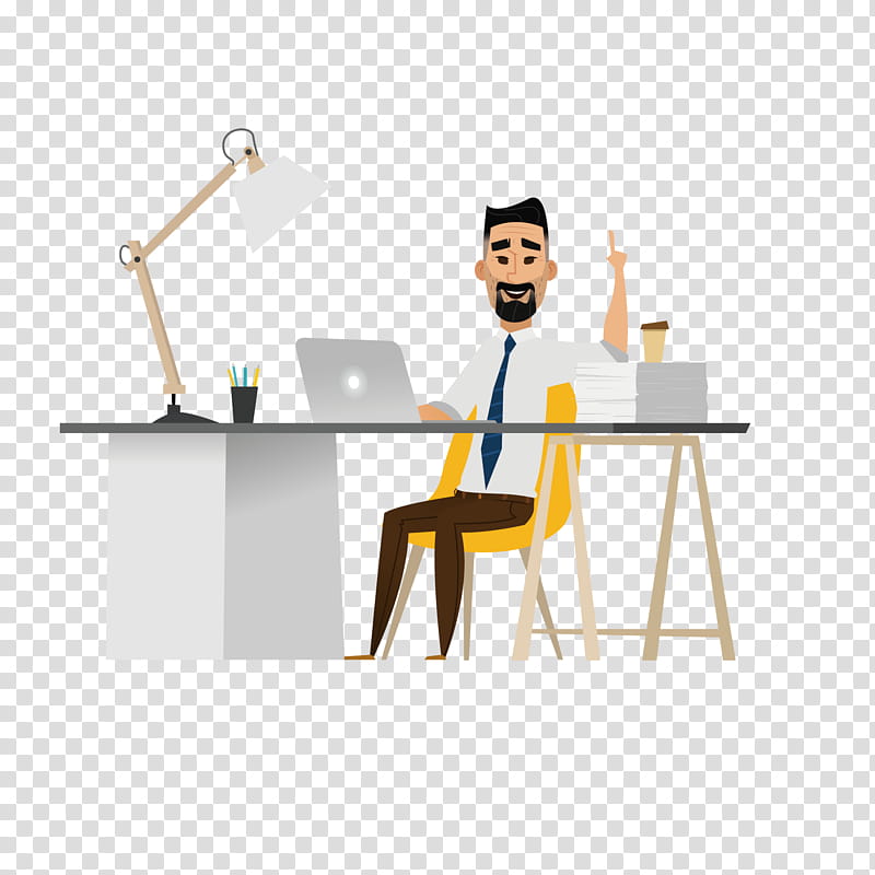 Table, Cartoon, Businessperson, Furniture, Sitting, Desk, Standing, Line transparent background PNG clipart