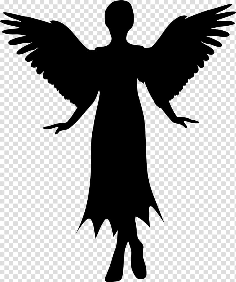 praying angel silhouette with halo clipart