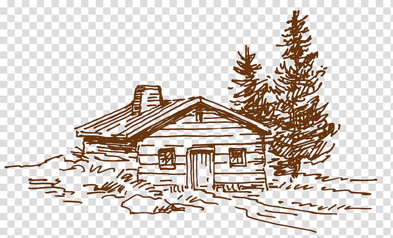 Christmas Tree Line Drawing, Painting, House, Home, Property, Wood, Log Cabin, Hut transparent background PNG clipart