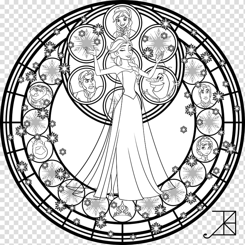 Elsa Stained Glass Line Art, Disney Frozen Elsa transparent background PNG clipart