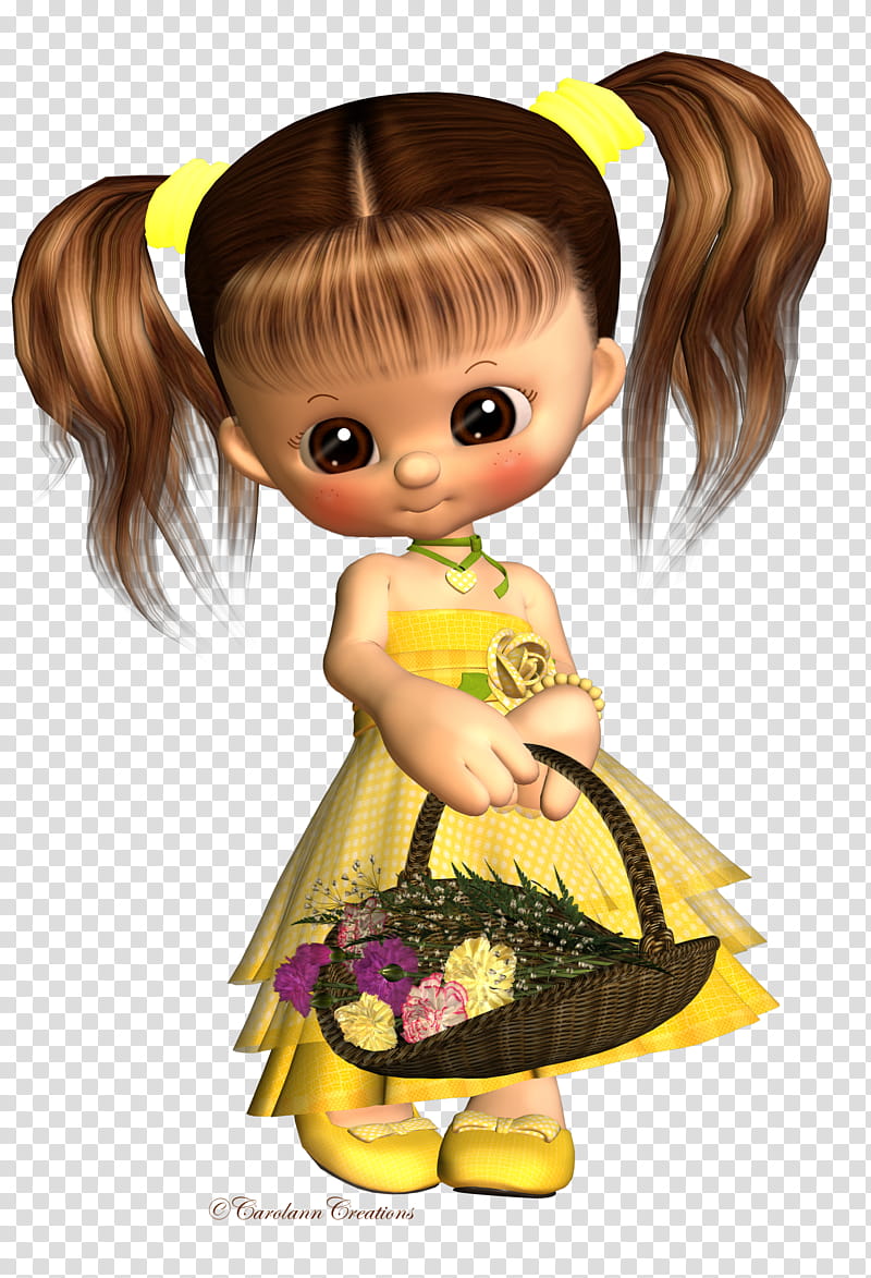 Little Flower Girl, girl holding brown basket illustration transparent background PNG clipart