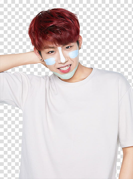 Wanna One Innisfree P, smiling man wearing white crew-neck shirt transparent background PNG clipart