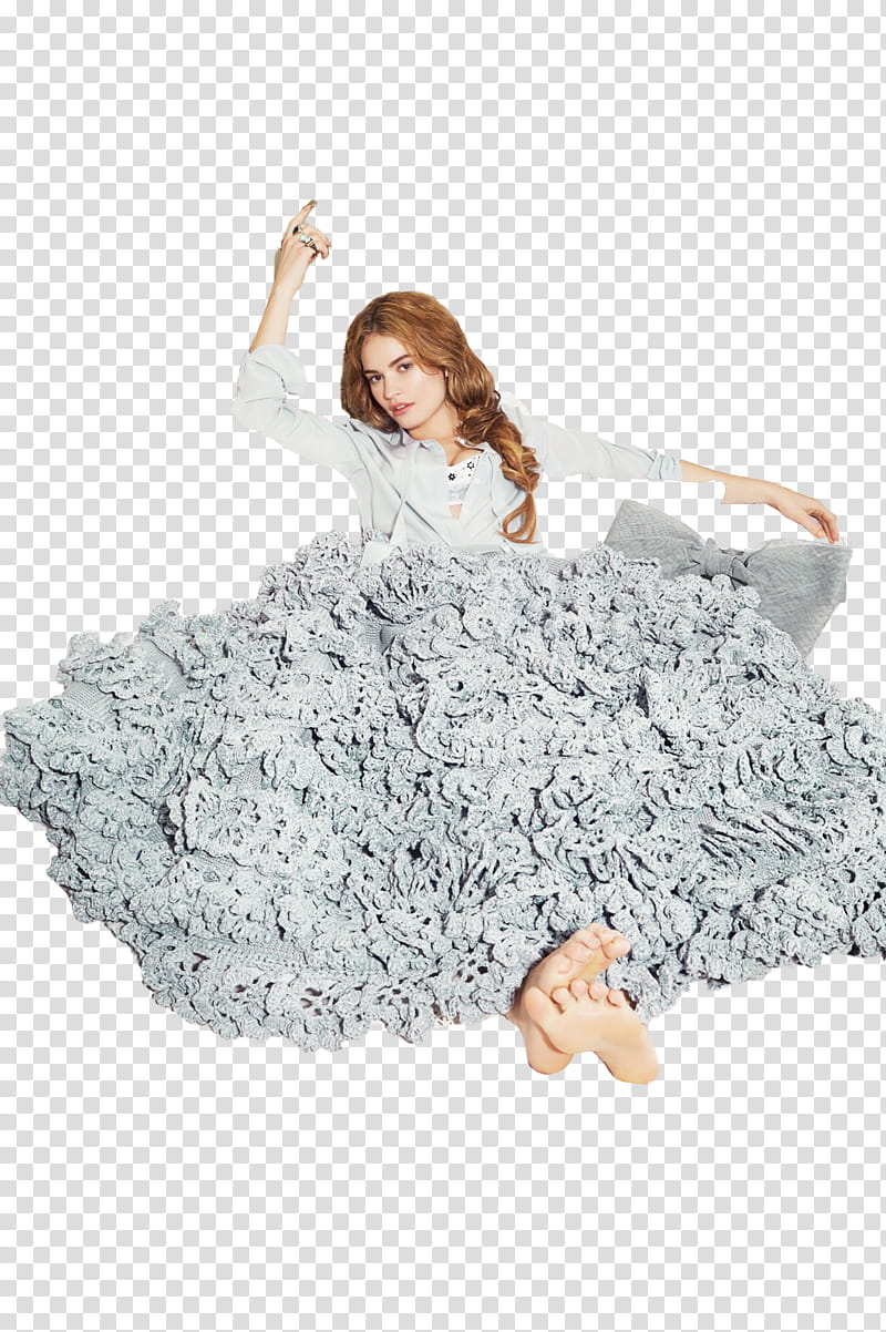 Lily James, woman wearing balloon dress transparent background PNG clipart