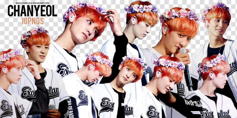 EXO Chanyeol  EXOrDIUM in Seoul, EXO Chanyeol wearing flower headdress transparent background PNG clipart