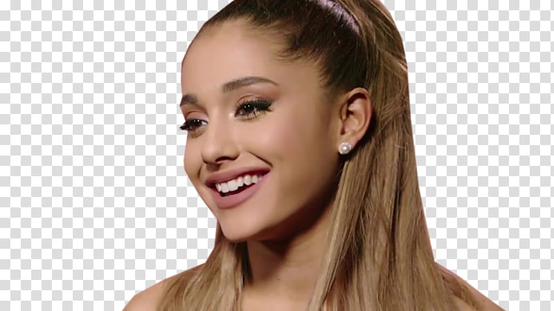 Ariana Grande, smiling Ariana Grande wearing silver-colored stud earring transparent background PNG clipart