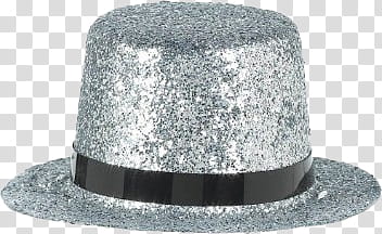 Happy New Year , silver and black glitter bowler hat transparent background PNG clipart