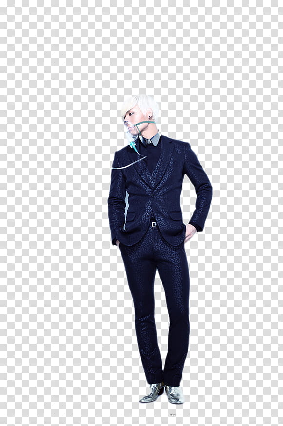 Big Bang , woman wearing blue suit jacket with hands on pocket transparent background PNG clipart