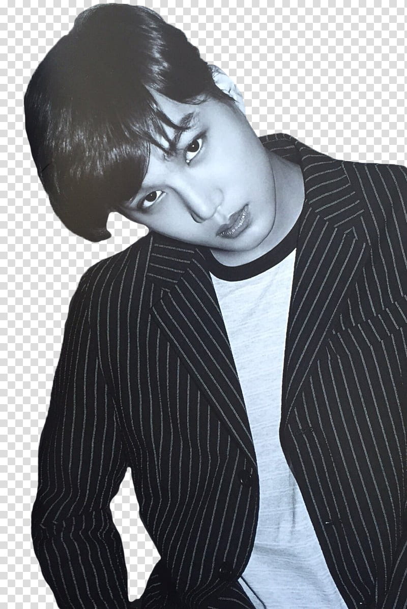 EXO S, man wearing pinstriped suit jacket transparent background PNG clipart