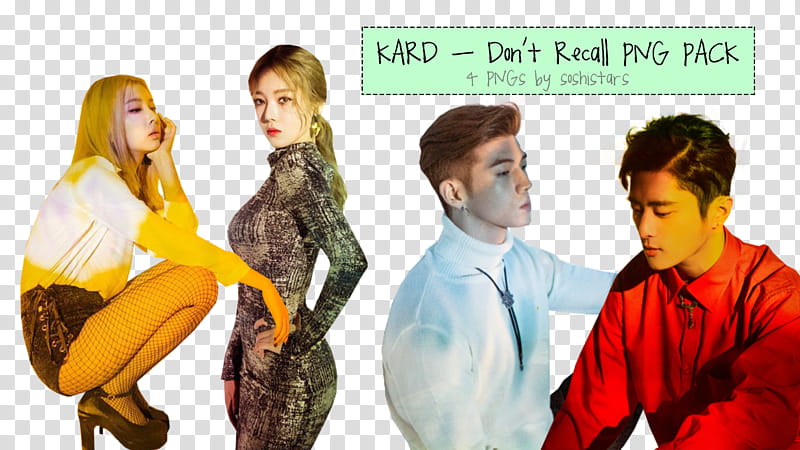 KARD Don t Recall, two women and man wearing assorted-color apparels transparent background PNG clipart