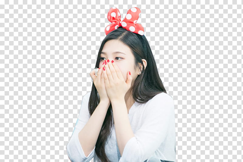 Red Velvet Joy  HQ, female Kpop group member covering her mouth transparent background PNG clipart