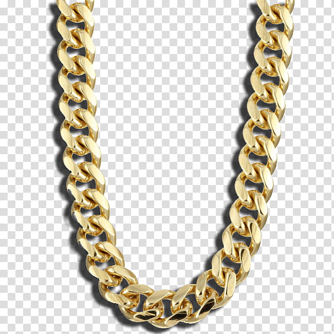 Full, gold-colored Cuban chain link transparent background PNG clipart