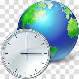 Vista RTM WOW Icon , Regional & Time, gray analog clock and earth illustration transparent background PNG clipart