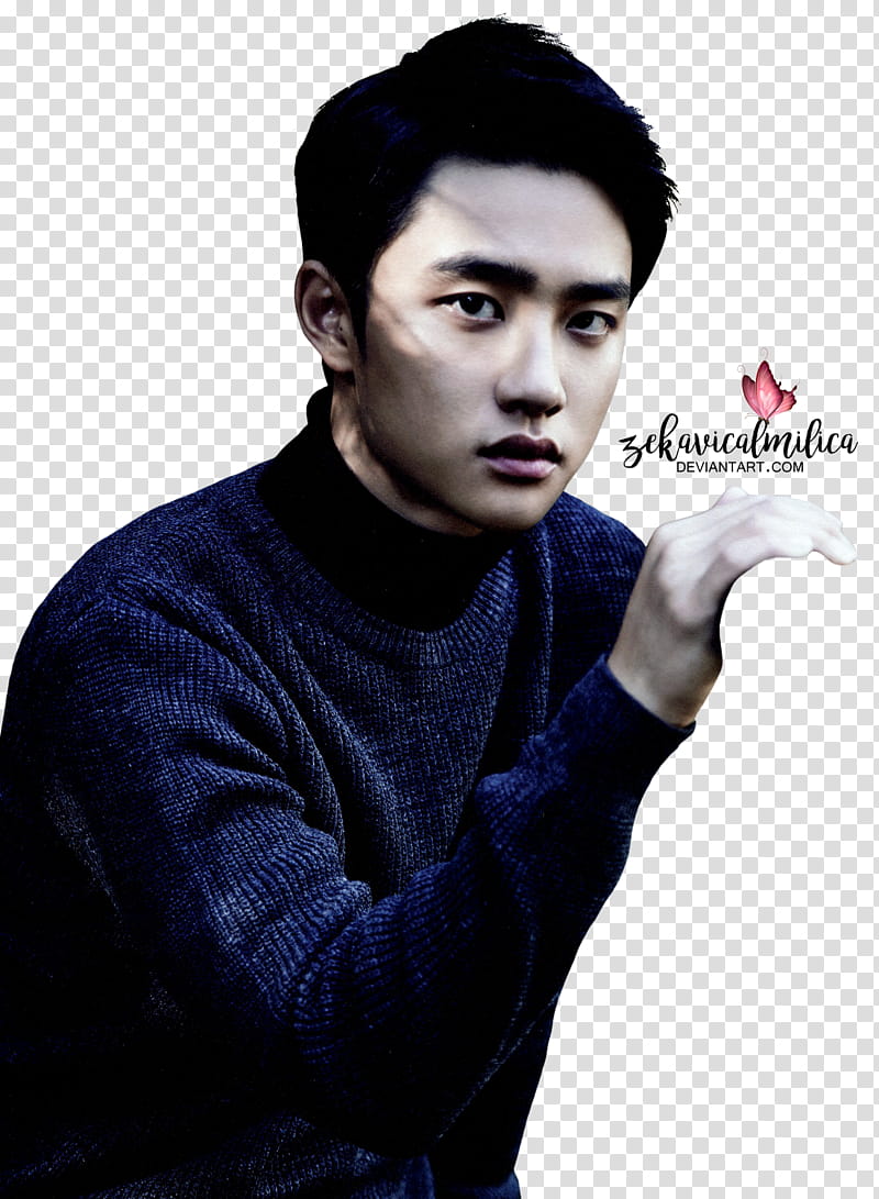 EXO D O  Season Greetings, man wearing blue sweater transparent background PNG clipart