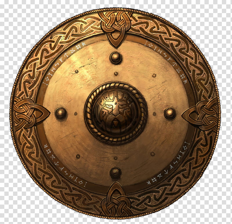 Shield , round brass-colored ornament transparent background PNG clipart