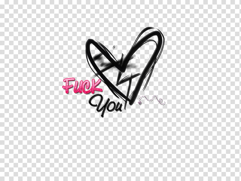 Fuck You, black heart with text overlay transparent background PNG clipart