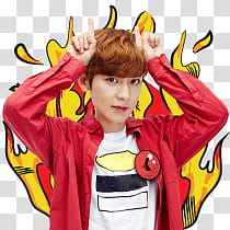 EXO Kakao Talk Stickers, man raising his both hands transparent background PNG clipart