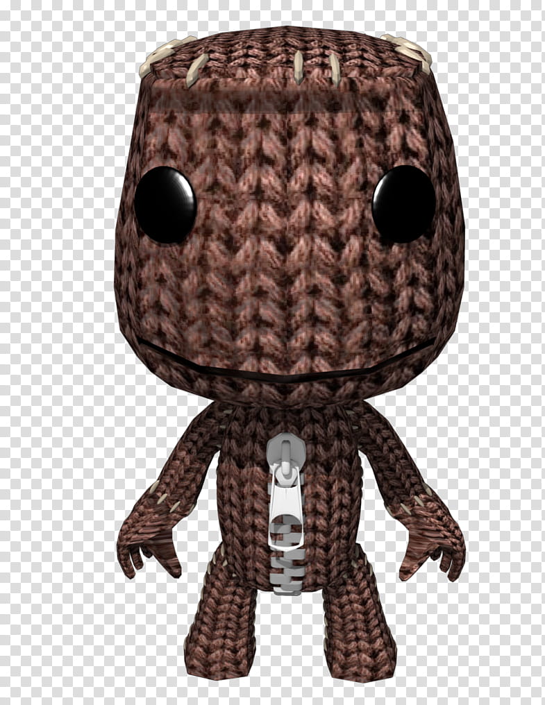 LBP Sack Man, brown crochet doll illustration transparent background PNG clipart