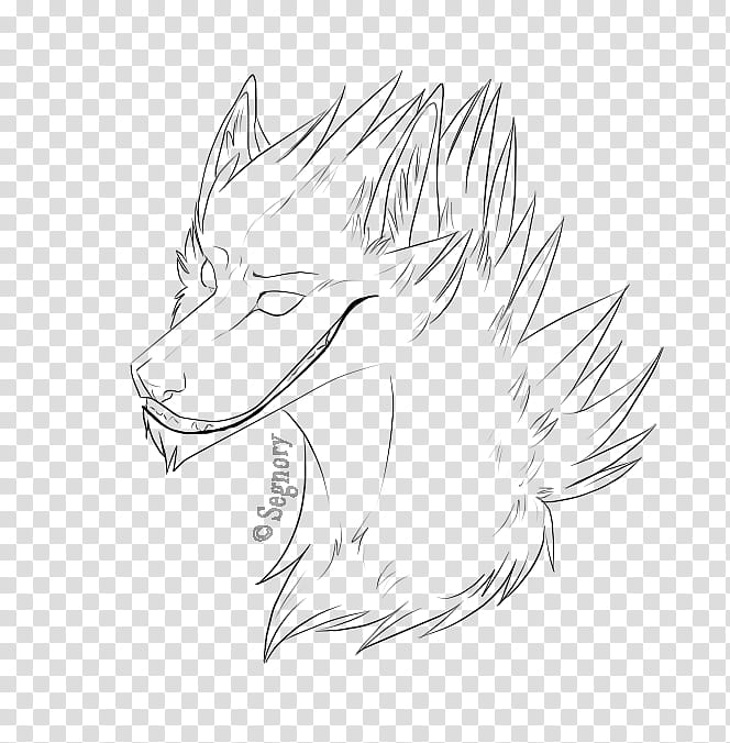 .: Free Wolf Lineart  :., black and white wolf head illustrationb transparent background PNG clipart