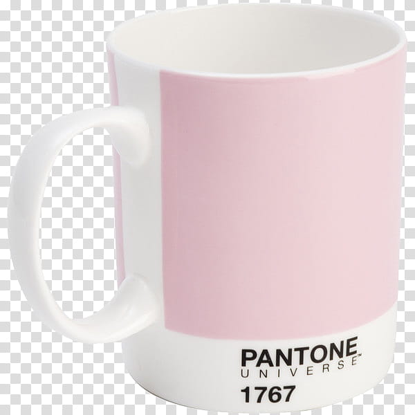 Aesthetic pink mega , white Pantone Universe mug transparent background PNG clipart