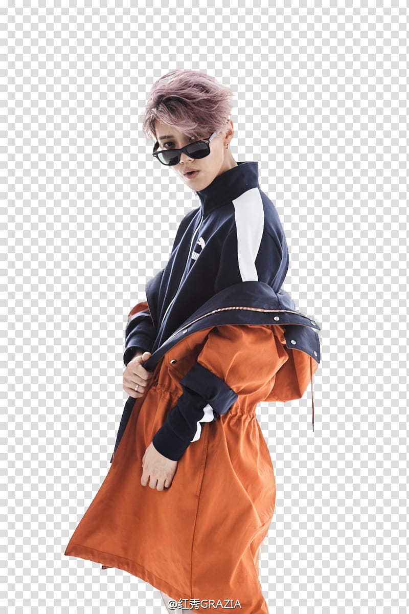 Luhan, man wearing orange and black jacket transparent background PNG clipart