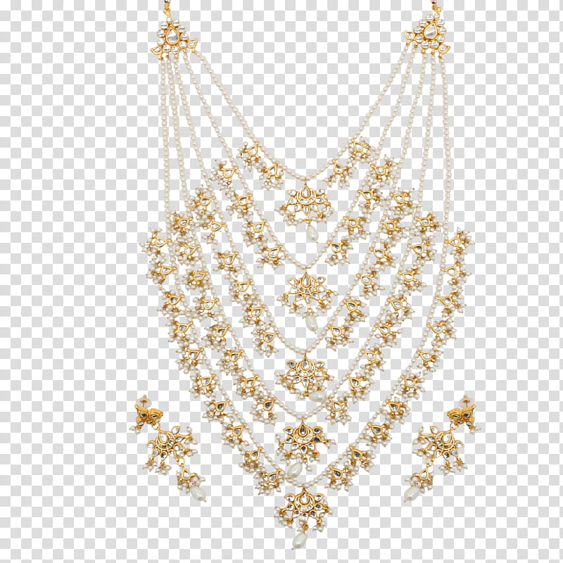 Gold, Necklace, Earring, Jewellery, Kundan, Layered Necklace, Pearl, Jewellers transparent background PNG clipart