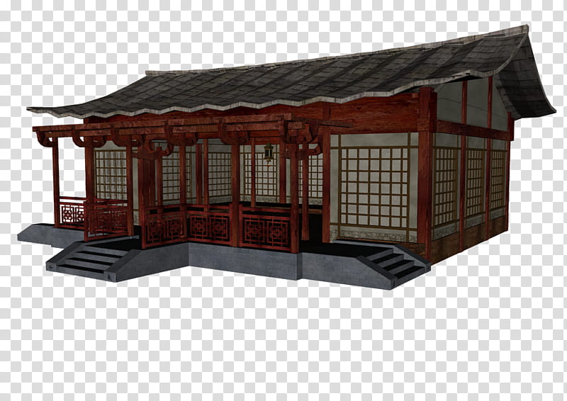 Dojo Building, brown, black, and white traditional house transparent background PNG clipart