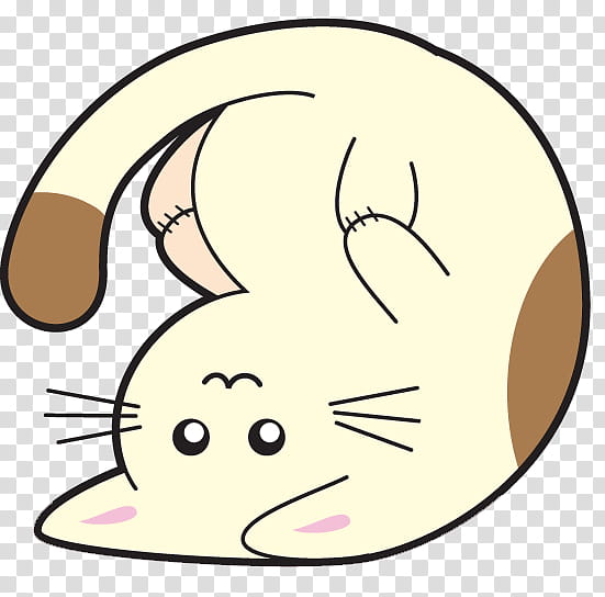 Cute, white and brown cat upside down illustration transparent background PNG clipart