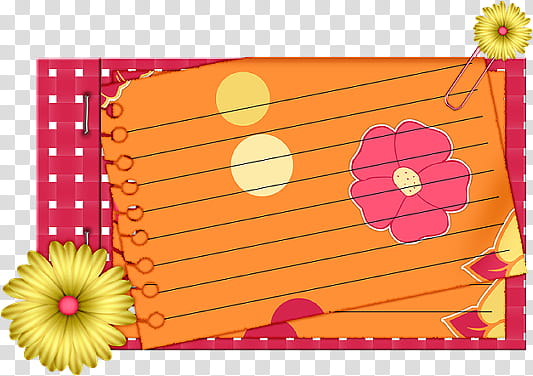 Notas, orange lined paper and flowers illustration transparent background PNG clipart