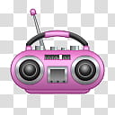 Girlz Love Icons , radio, pink boombox illustration transparent background PNG clipart