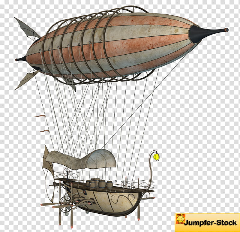 Fantasy Flying Machines , brown and beige boat with balloon scale model illustration transparent background PNG clipart