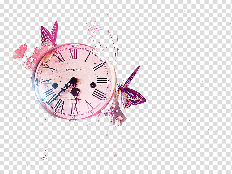 , round pink wall clock illustration transparent background PNG clipart