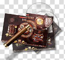 Steampunk Icon Set in format, desktop, magnifying glass transparent background PNG clipart