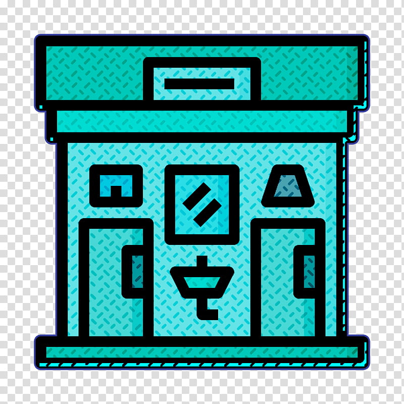 architecture icon bathroom icon portable icon, Public Icon, Restroom Icon, Toilet Icon, Van Icon, Turquoise, Line transparent background PNG clipart