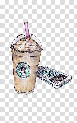 Files , Starbucks coffee cup beside QWERTY phone transparent background PNG clipart