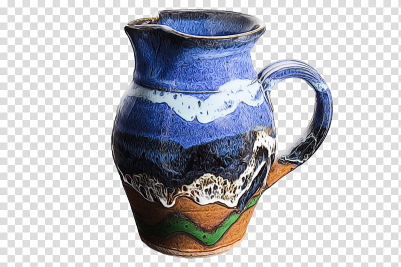Creative, Jug, Ceramic, Vase, Pottery, Pitcher, Mug M, Cobalt Blue transparent background PNG clipart