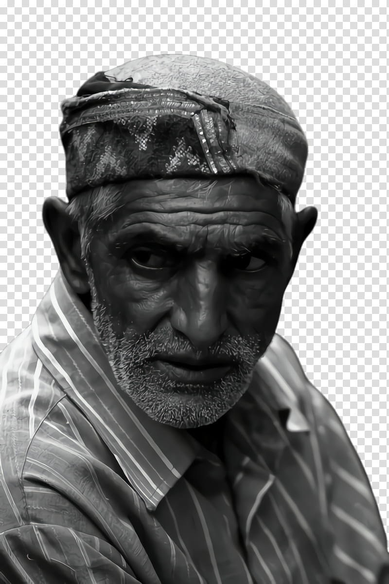 skin wrinkle black-and-white forehead human, Blackandwhite, Monochrome , Headgear, , Elder transparent background PNG clipart