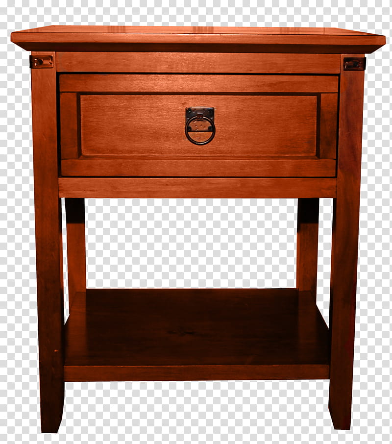 Cutout End Table , brown wooden table with drawer transparent background PNG clipart
