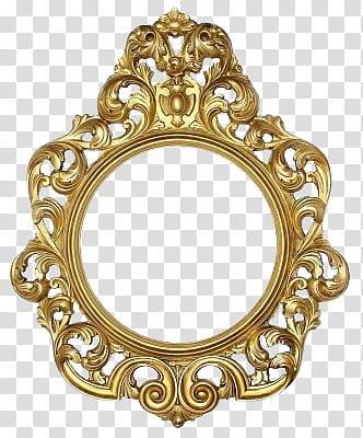 Golden Frames, scrolled gold frame transparent background PNG clipart