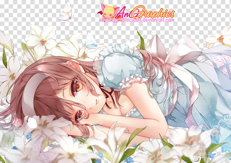 Render Anime Girl Flower, girl anime character transparent background PNG clipart