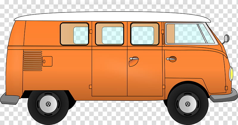 Orange, Volkswagen Type 2, Van, Car, Volkswagen Transporter, Volkswagen Beetle, Vehicle, Minibus transparent background PNG clipart