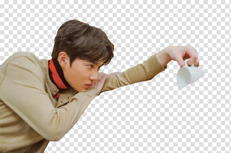 Suho UNIVERSE, Exo Suho holding white teacup transparent background PNG clipart