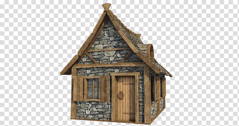 Medieval Hut A , brown and gray house transparent background PNG clipart